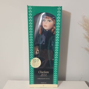 Porcelain Doll with Red Hair and Green Dress